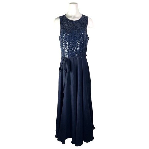 Calvin Klein Embroidered Sequin Bodice Gown Size 14 - Picture 2 of 7